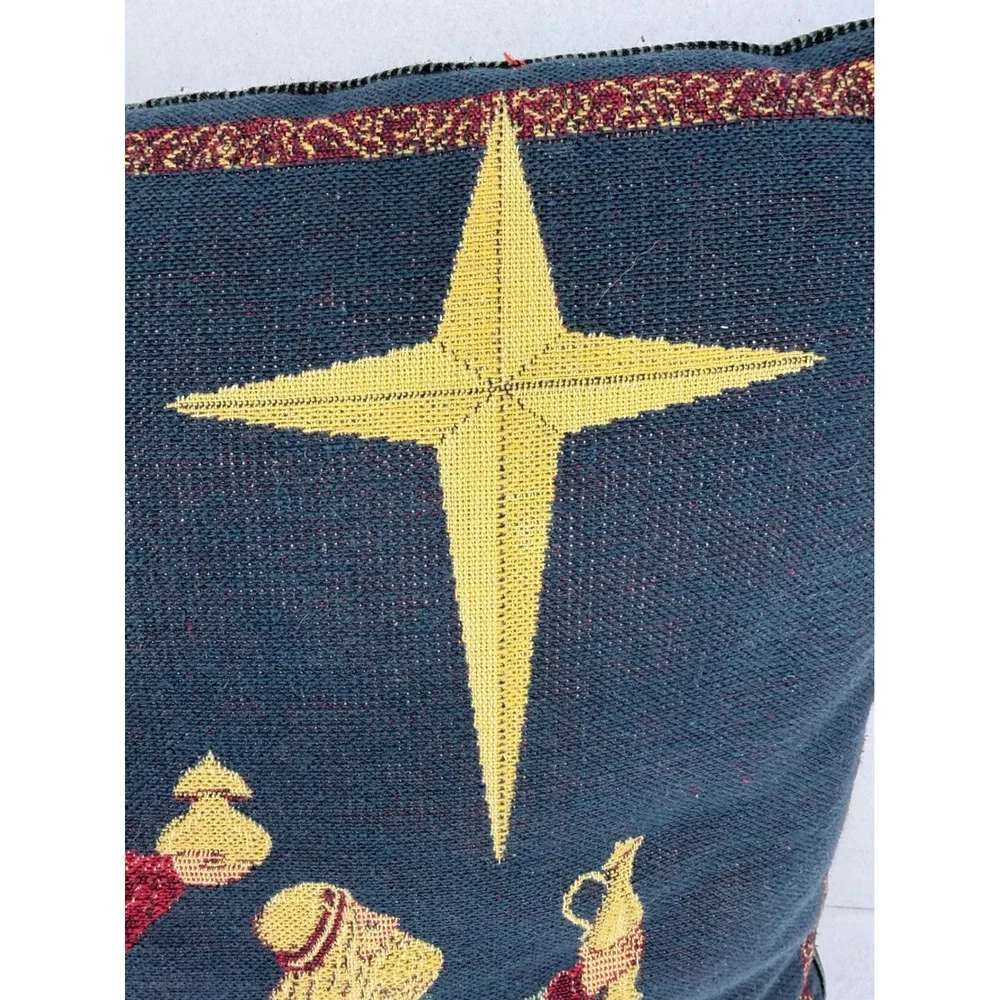 Vintage Christmas Three Wise Men Tapestry Throw Pillow Nativity Star‎ Bethlehem